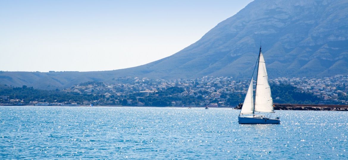 sailboat sailing in Mediterranean sea OF Denia