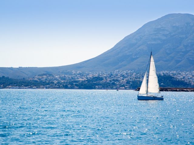sailboat sailing in Mediterranean sea OF Denia