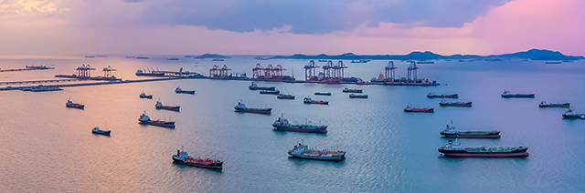 Oil/Chemical tanker ships over open sea at seaport Thailand. Ove