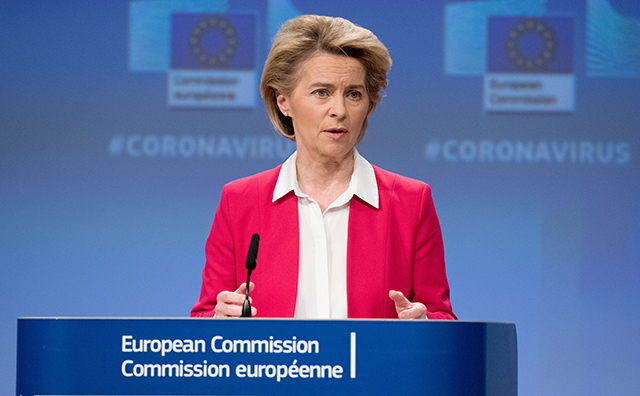 Press conference of Ursula von der Leyen, President of the European Commission on three initiatives related to COVID-19 (coronavirus).