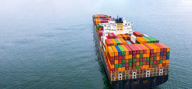 Container ship carrying container, Business shipping import and export logistic and transportation of international by container ship in the open sea.