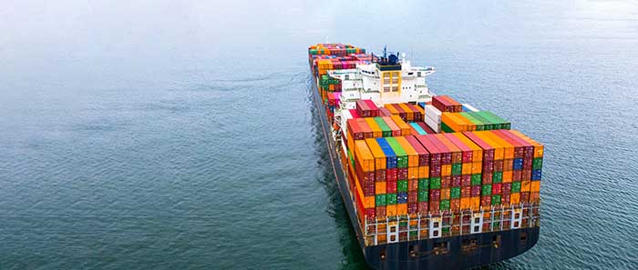 Container ship carrying container, Business shipping import and export logistic and transportation of international by container ship in the open sea.
