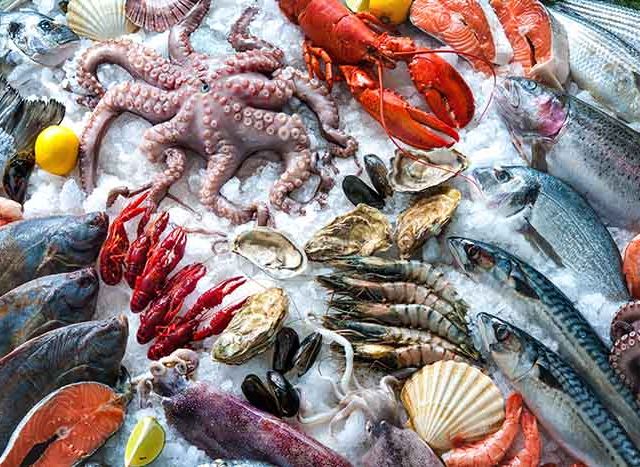 Seafood on ice