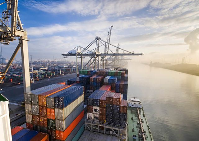 Container operation in port.