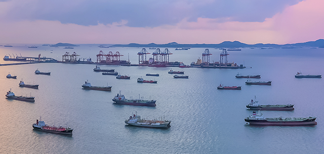 Oil/Chemical tanker ships over open sea at seaport Thailand. Ove